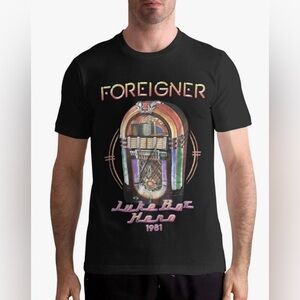 Foreigner “Juke Box Heroes 1981” 2015 Black Shirt Sz Small Unisex Band Tee